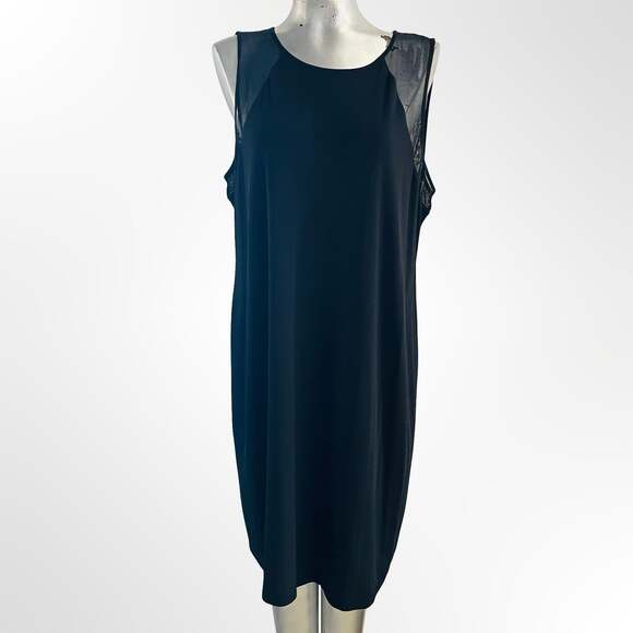 Eileen Fisher Dresses & Skirts - Eileen Fisher Black Silk Mesh Shoulder Sleeveless Midi Dress Size XL